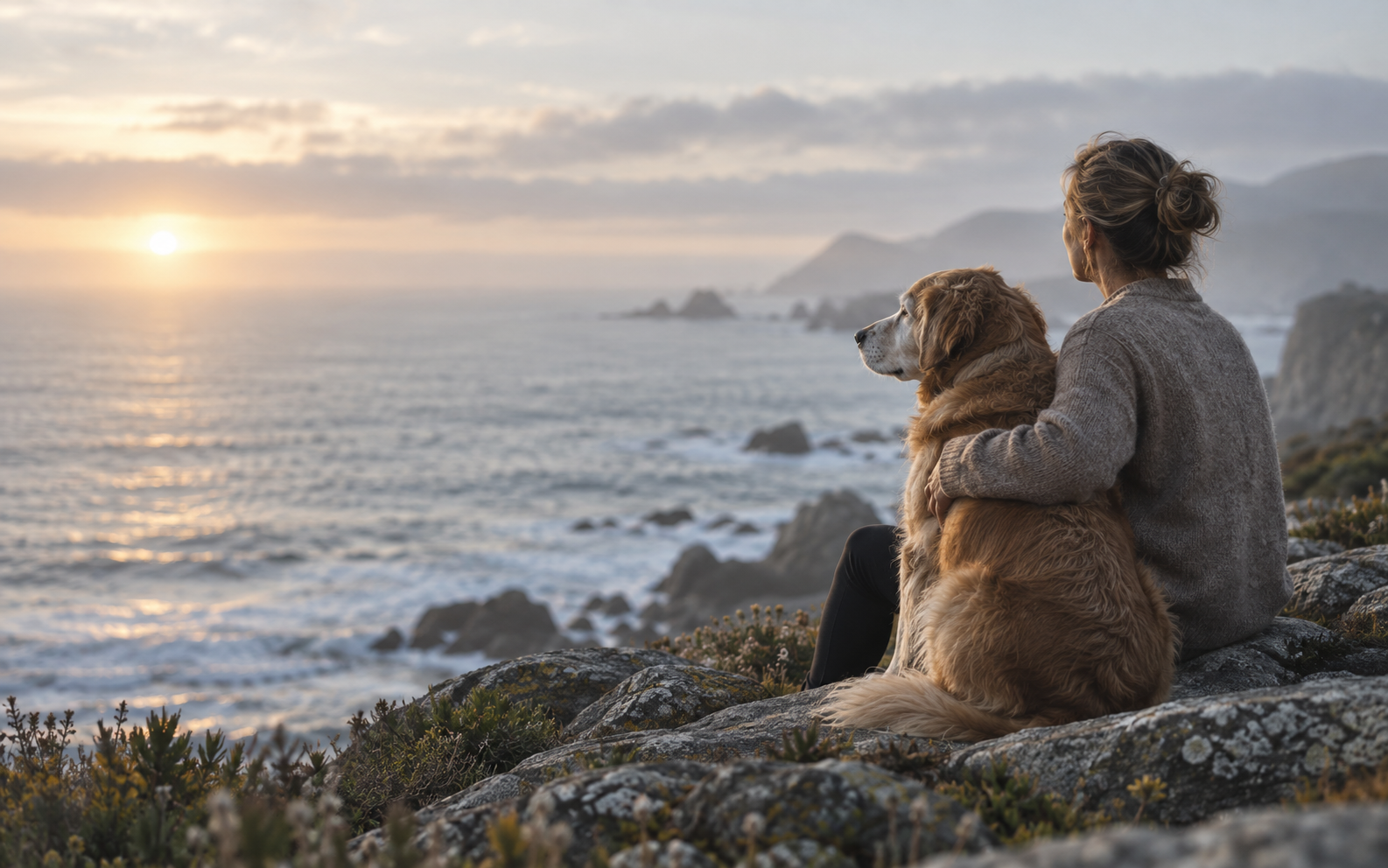 A dog and their person sharing a quiet moment